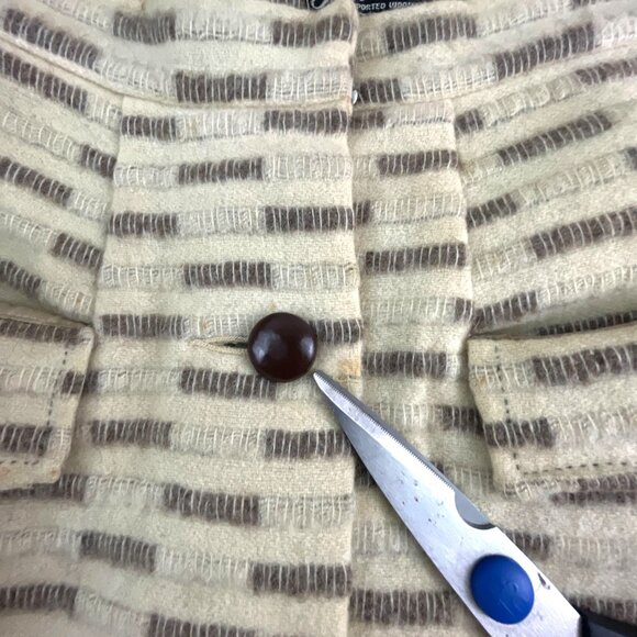 Earle Picard  1970s Wool Beige Brown High-Waisted Midi Skirt Button Front Office - Picture 8 of 10